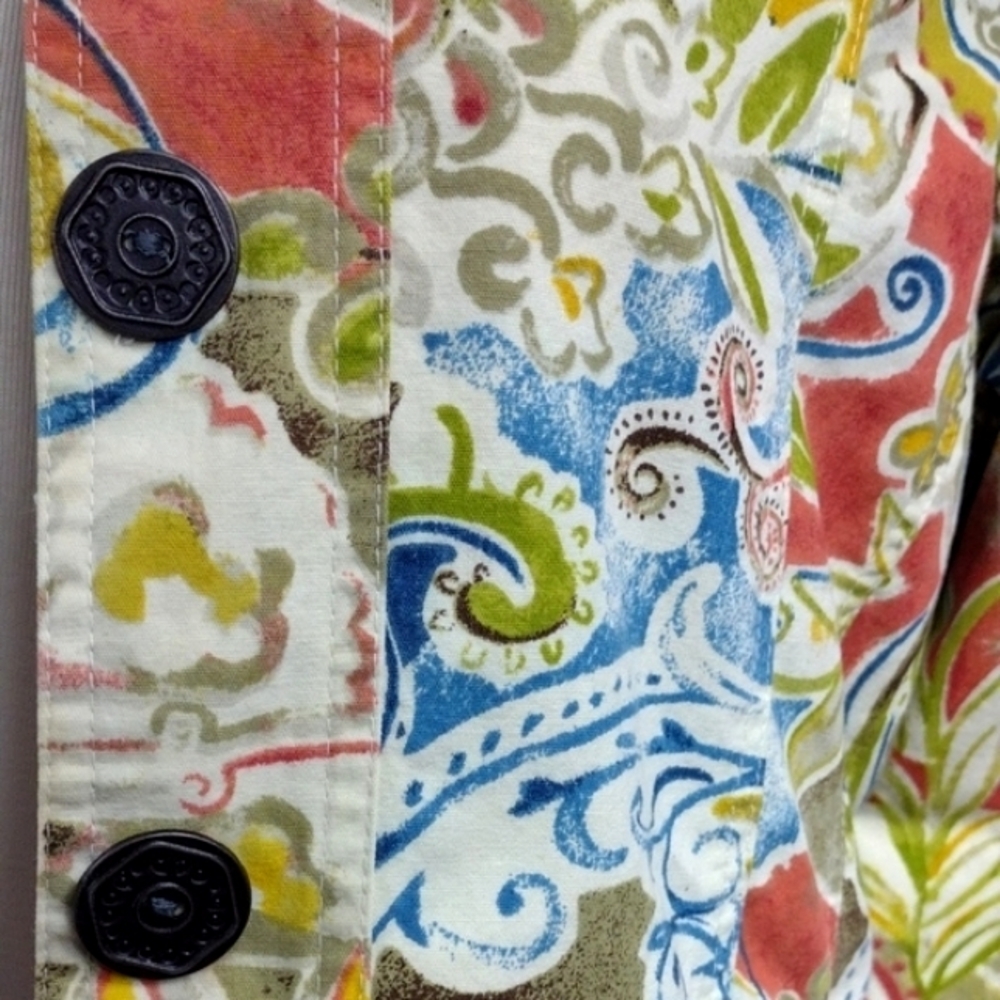 Chico's Multicolor Patterned Jean Jacket Size L - image 4